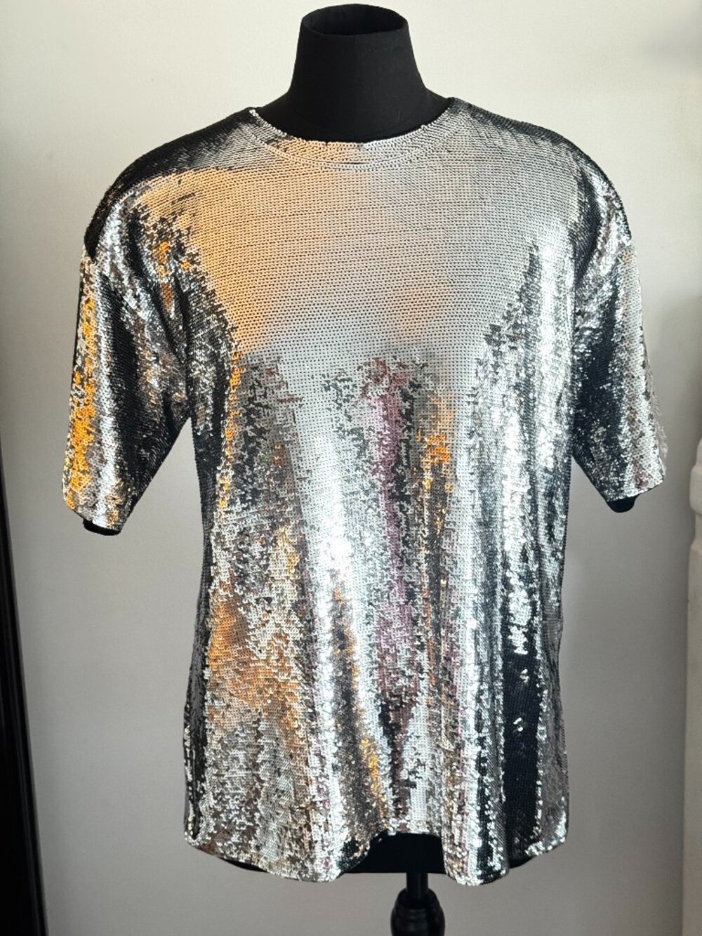 Michael Kors Silver sequin jersey oversized top